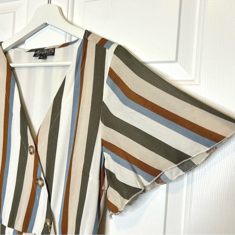 J Gee Striped Maxi Dress Button Front Colorful Medium - Picture 4 of 7
